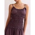 thumbnail image 3 of Chocolate Spaghetti Strap Maxi Dress With Ruffle Trim And Smocked Waist Flowy A-Line Sundress, 3 of 7