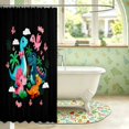 thumbnail image 3 of Manfei Cartoon Dino Animals Shower Curtain 72Wx78L,Kawaii Palm Flower Cloud Bath Curtain,Black, 3 of 5