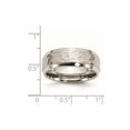 thumbnail image 2 of Stainless Steel Beveled Edge 8mm Hammered and Polished Band Ring Size 8.5 Ring for Women and Men, 2 of 2