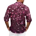 thumbnail image 3 of Fgvctg Valentine's Day Shirts for Men Long Sleeve Button Down V Neck Shirt Collared Soft Blouses Date Day Love Heart Print Oversized Business Casual Outfits Deep Red 4XL, 3 of 5