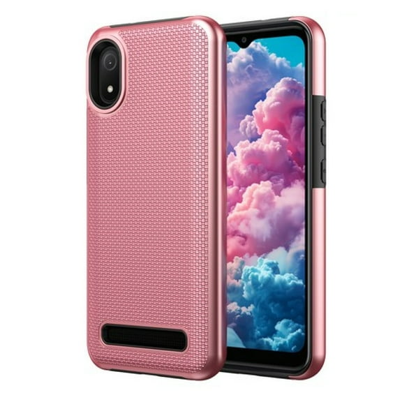 For Cloud Mobile Stratus C8 Textured Dotted Hybrid Phone Cover Case - Texture Rose Gold