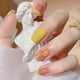 thumbnail image 5 of Uñas falsas francesas cortas lindas flores prensadas sobre las uñas acrílicas amarillas cuadradas cubiertas completas uñas postizas compatibles con mujeres y niñas 24 uds. Afortunado Sencillez, 5 of 5