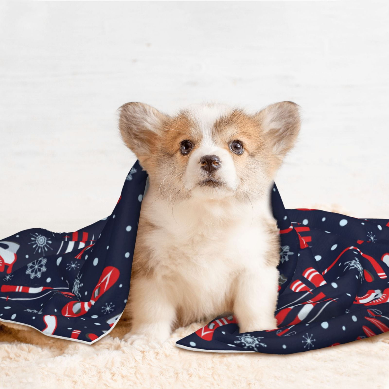 Naloa Winter Skiing Snowflakes Dog Blanket, 3 Sizes Cat Blanket for Indoor Cats Large Medium Small Dog Gifts-Medium