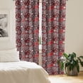 thumbnail image 2 of Ambesonne Mandala Curtains, Oriental Flower Mosaic Art, Pair of 28"x84", Orange White Black, 2 of 5