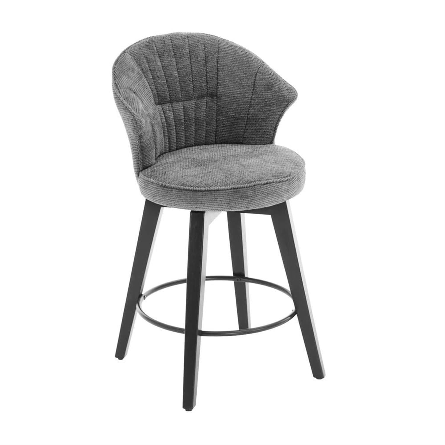 Demi Bonn 36" Counter Height Bar Stools Set of 2, Swivel Barstools with Back, Chenille Upholstered, Kitchen Island Countertop Chairs for Dining Room, Gray