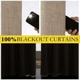 thumbnail image 3 of NICETOWN 100% Blackout Linen Curtains, Noise Reducing Energy Saving Grommet Modern Solid Drapes, 2 Panels, Burlap, W52 x L48, 3 of 7
