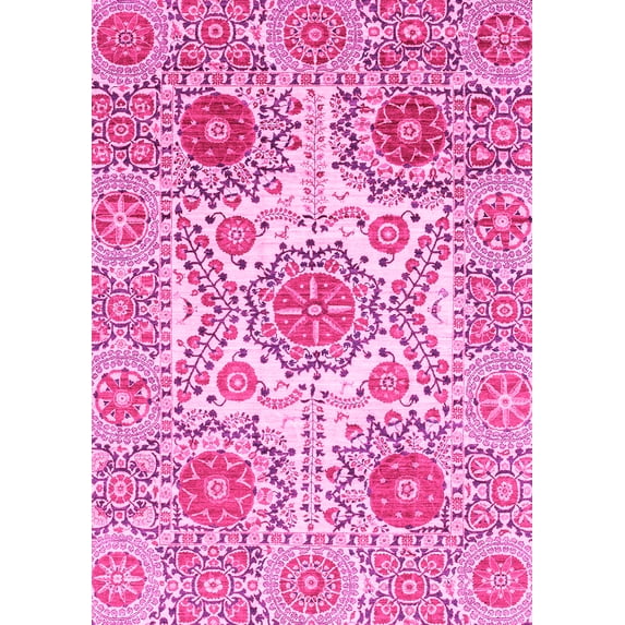 Ahgly Company Indoor Rectangle Abstract Pink Modern Area Rugs, 2' x 4'