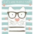 thumbnail image 3 of Ambesonne Animal Duvet Cover Sets, Hipster Cartoon Cat Art, 2-Queen, White Blue and Pink, 3 of 7