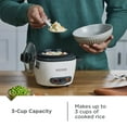 thumbnail image 4 of Black+Decker 3-Cup Cooked, 1.5-Cup Uncooked Rice Cooker, w/ Steaming Basket & Removable Non-Stick Bowl, One-Touch, White, 4 of 14