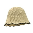 thumbnail image 2 of Sombrero de cubo tejido a mano Yinane para mujer elegante sombrero para el sol regalo de cumpleaños viaje por la calle Beige, 2 of 8