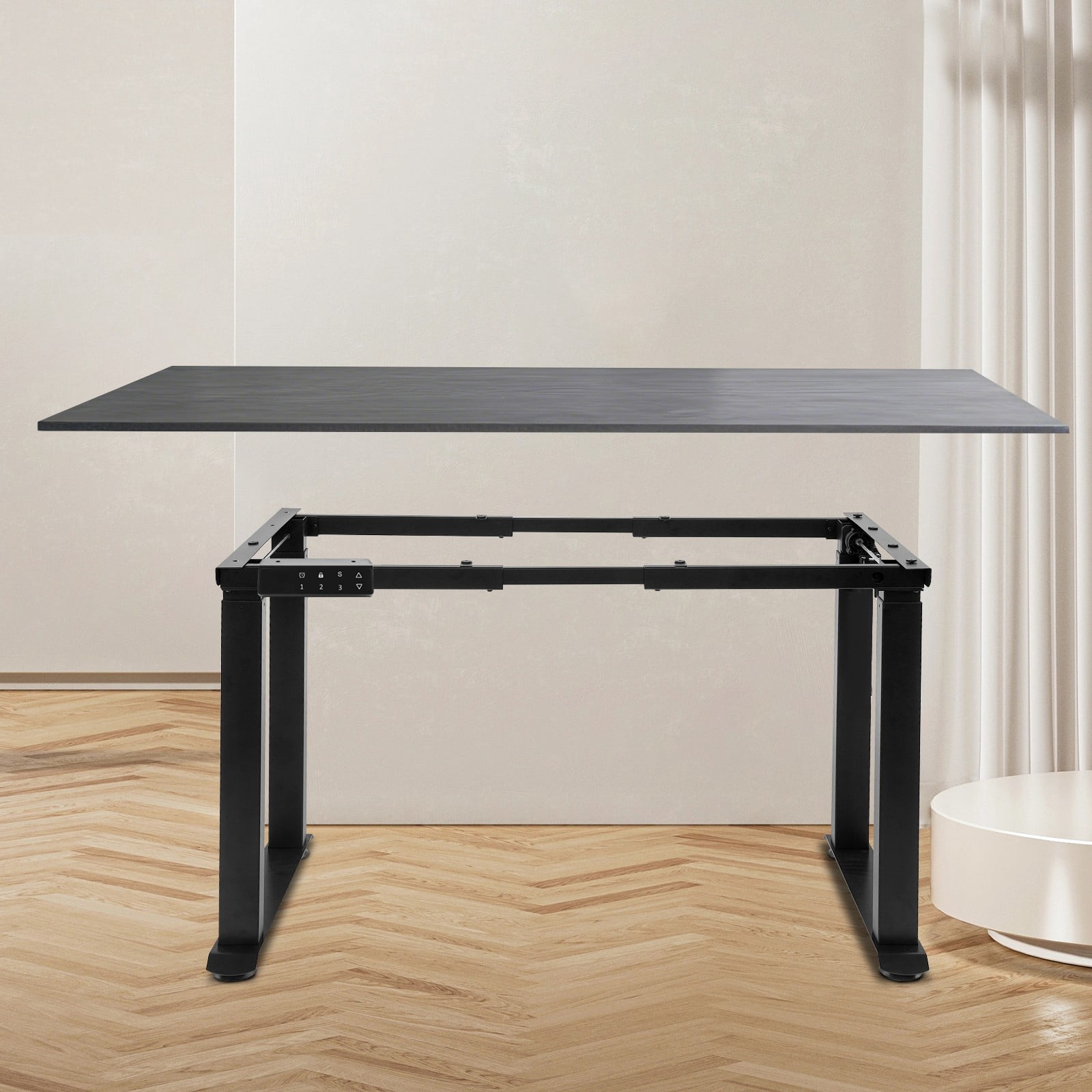 Modern Excellent Performance Free Standing Black Dual Motor Adjustable Desk Rack Frame for Offices, Homes