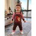 thumbnail image 4 of RUINIXCW Baby Boy Girl My 1st Christmas Outfit 3Pcs Striped Romper with Suspender Pants for Newborn Holiday Photos Xmas, 4 of 8
