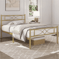 thumbnail image 5 of Topeakmart Twin Size Metal Bed Frame with Curved Design Headboard and Footboard, Antique Gold, 5 of 7