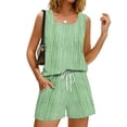 thumbnail image 4 of Sewkxo Two Piece Sets for Women Summer Lounge Short Sets Tank Square Neck Sleeveless Sweat Suit With Pocket,Green S, 4 of 8