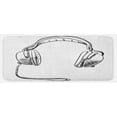 thumbnail image 1 of Music Kitchen Mat, Sketch Style Hand Drawn DJ Headphones Rhythm Radio Modern Hippie Art Illustration, Plush Decorative Kitchen Mat with Non Slip Backing, 47" X 19", Black White, by Ambesonne, 1 of 1