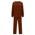 thumbnail image 5 of Itsame Sweatsuits 2pcs Sets for Womens Long Sleeved Sweatshirt and Pants Pocket Round Neck Casual Set Coffee Size M, 5 of 10