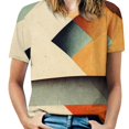 thumbnail image 1 of Dibis Ruffle Short Sleeve T-Shirt Women'S V Neck Sexy Printed T Shirt Tops Abstract Geometric Pattern Angular Texture Lines, 1 of 5