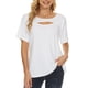 thumbnail image 2 of Top de manga corta para mujer Moda Casual Cuello redondo Escote hueco Color sólido Camisa de manga corta Blanco S, 2 of 7
