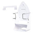 thumbnail image 1 of Soporte para tabla de planchar, de montaje en pared con ganchos para accesorios y almacenamiento que ahorra espacio. Blanco, 1 of 9