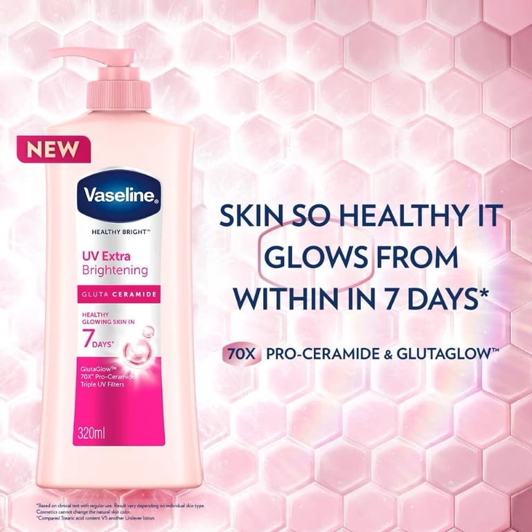 Vaseline Healthy Bright Moisturizing Brightening for Dull Skin with Niacinamide & Glutathione Body Lotion for Day Use 470 mL