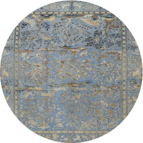 Ahgly Company Indoor Round Traditional Dark Gray Animal Area Rugs, 3' Round