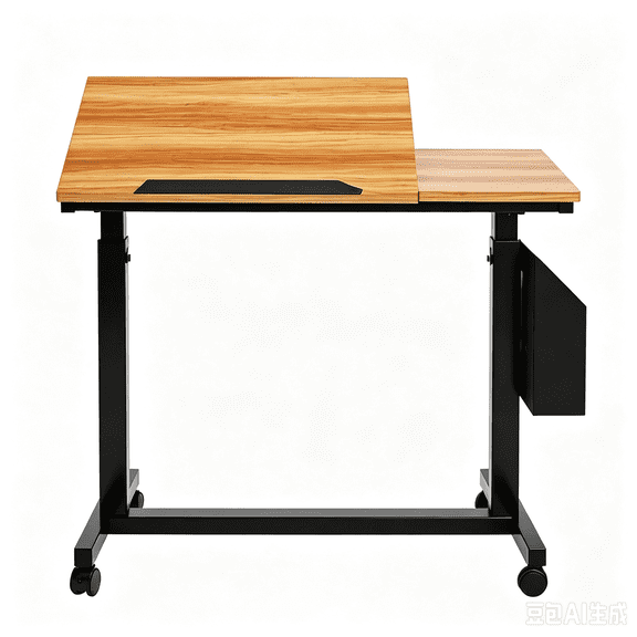 Height Adjustable C-Shaped Side Table with Tilting Top & Wheels, Mobile Laptop Overbed Table with Magazine Holder, 45 lbs Capacity for Sofa Bedroom