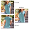 thumbnail image 3 of Camisas de satén de manga corta con cuello en V para mujer, blusa holgada de manga corta con volantes de Color puro informal a la moda de verano para mujer, 3 of 6