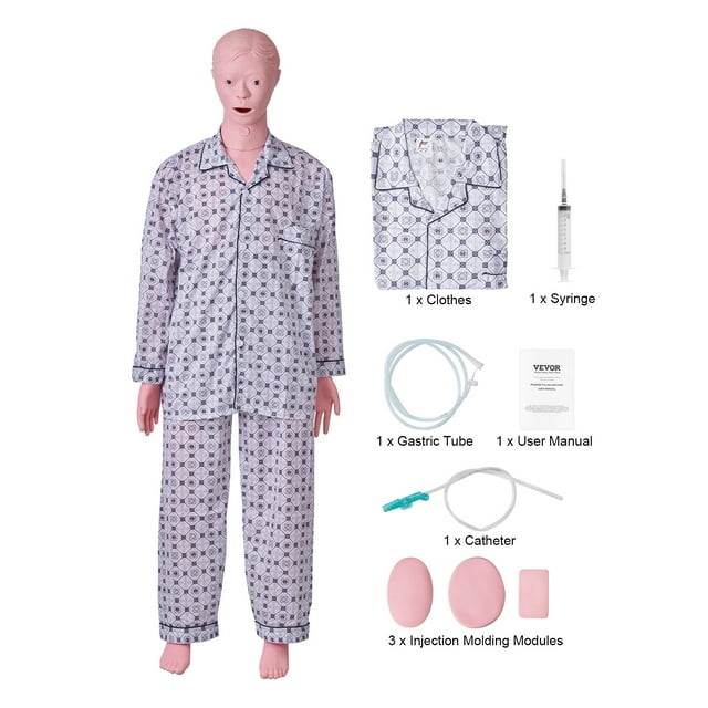 Maniquí de entrenamiento de enfermería VEVOR, maniquí humano de demostración de tamaño natural masculino para entrenamiento de enfermería