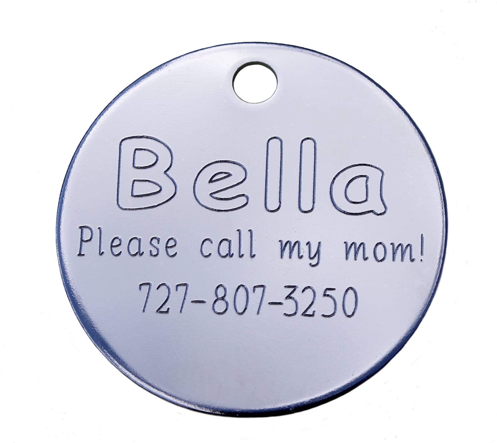 Stainless Steel Pet ID Tags - Diamond Engraved - Small Round