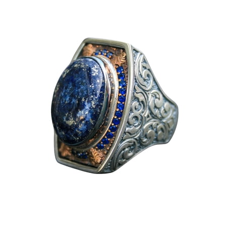 925 Sterling Silver Lapis Lazuli Ring – Handmade Vintage Style Statement Ring (13)
