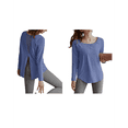 thumbnail image 2 of Long Sleeve Workout Tops for Women Athletic UPF 50+ Sun Rash Guard Shirts Running Gym Quick Dry Clothes Blue & M, 2 of 7