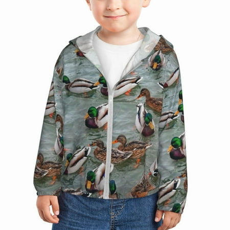 

Zeuib Mallard Ducks Swimming Print Girls & Boys Sun Protection Hoodie with UPF 50+ Children’s Quick-Dry Jacket Perfect for Outdoor Activities-18 Months