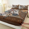 thumbnail image 3 of jejeloiu Rautic Farmhouse Horse Bed Sheets,Boho Bohemian Style King Sheets,Brown Stars Sheet Set For Boys Kids,Breathable Home Decor,4 Pieces, 3 of 7