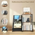 thumbnail image 3 of 3-Tier Record Player Stand with Vinyl Storage | Mid-Century Modern Turntable Stand & Album Storage Organizer, Space-Saving Vinyl Record Stand for Living Room, Bedroom (Black Ironwood Design), 3 of 6