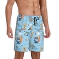thumbnail image 2 of Balery Cute Animals Surfers Pantalones cortos de pijama de punto de algodón para hombre con cinturilla y bolsillos-3X-Large, 2 of 6