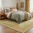 thumbnail image 5 of 8x10 Modern Geometric Green Olive Area Rug, Washable Low Pile Carpet with Non-Slip Backing, Stain-Resistant for Living Room, Bedroom, Playroom, 5 of 8