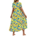 thumbnail image 6 of Viikei Womens Summer Dresses Plus Size,Women's Slim-Fit Short Sleeve Dress,Women's Flower Printing Casual Short Sleeve Crewneck Dress Casual Flowy Tiered Maxi Beach Dress Yellow M, 6 of 6