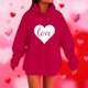 thumbnail image 1 of RKSTN Valentine Gift Woem's Valentines Heart Print Hoodies Plus Size Drawstring Hooded Sweatshirt Top Womens Casual Solid Overszied Graphic Printed Loose Comfy Hood Fall Spring Clothes, 1 of 6