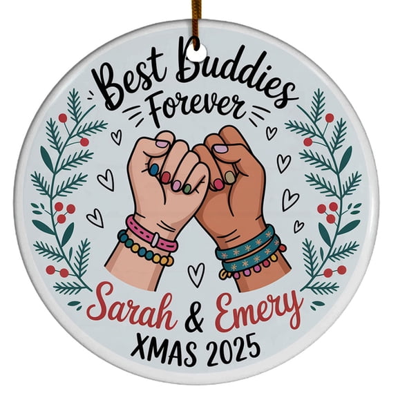 Buddies ForChristmas Ornament Gift for Bestie Soul Sister, Friends Christmas Ornament, Custom Name Text Names Long Distance Friendship Gift