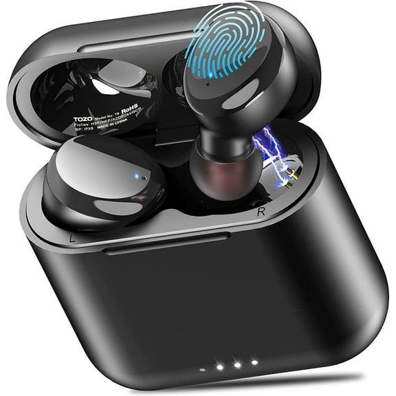 Wireless Earbuds Bluetooth, SSDFAAI 5.3 Headphones Touch Control with Wireless Charging Case IPX8 Waterproof Stereo Earphones in-Ear Built-in Mic Headset Premium Deep Bass Black