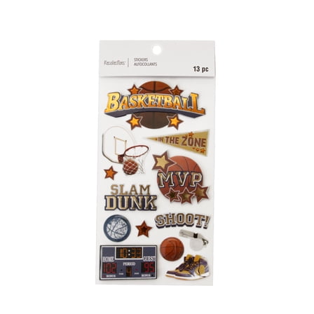 12 Pack: Basketball Stickers by Recollections