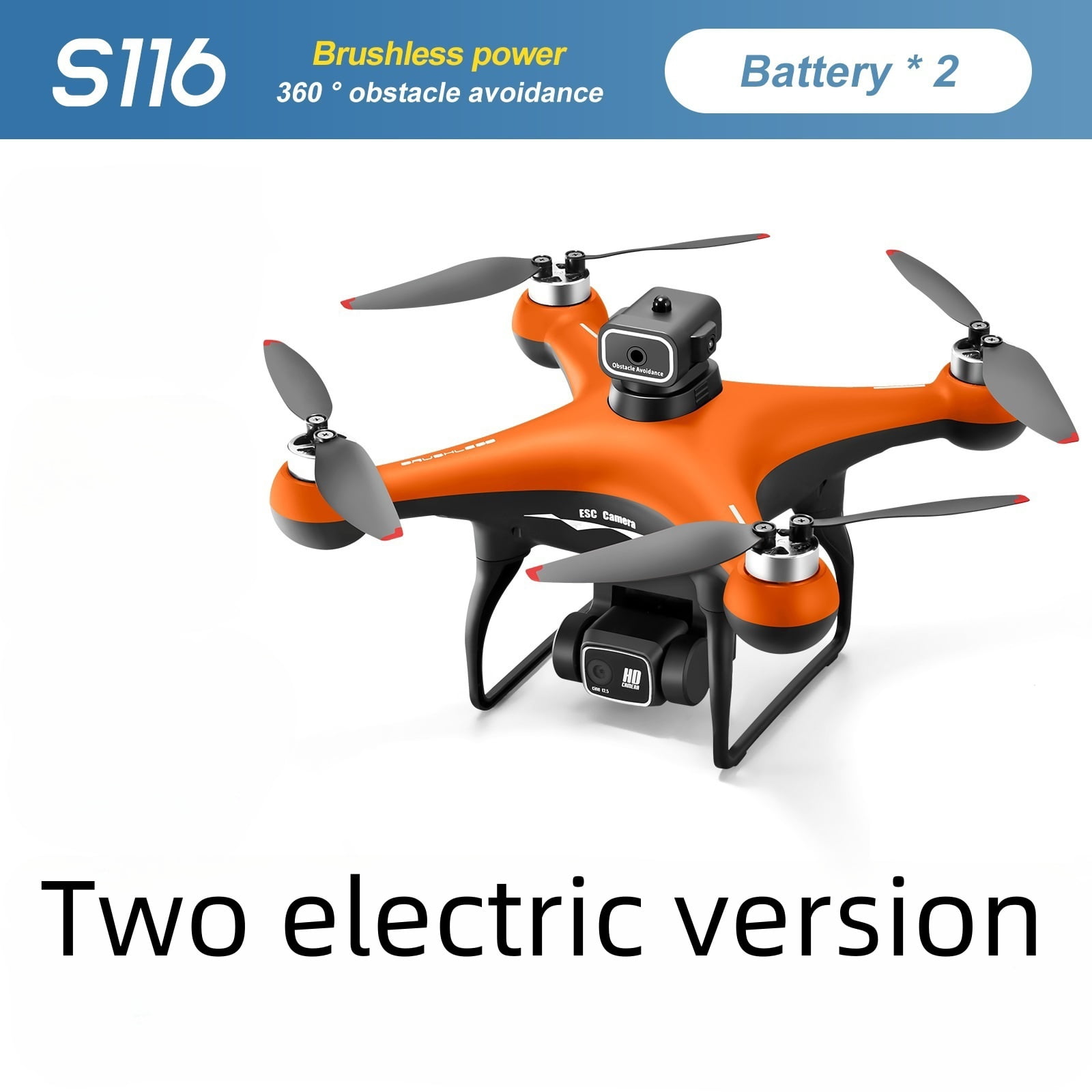 S116 Max Drone with Camera,  HD FPV Drone , RC Quadcopter with Brushless Motor, Obstacle Avoidance, Waypoint Fly, One Key Take Off/Landing, 2 Batteries