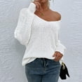 thumbnail image 2 of iHPH7 Off the Shoulder Sweater Womens Fall Tops Lightweight Sweaters for Women Fall Outfits for Women Fall Sweaters for Women Soft Sweaters for Women Fall Long Sleeve Tops for Women White S, 2 of 7