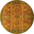 thumbnail image 1 of Ahgly Company Machine Washable Indoor Round Oriental Yellow Industrial Area Rugs, 7' Round, 1 of 4