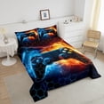 thumbnail image 3 of Blue Red Gamer Comforter Set,Honeycomb Gaming Comforter for Lightning Gamepad Bedding Set Game Room Decor Duvet Set Room Decor Quilt Set Bedding Collection, 3 of 6