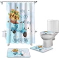 thumbnail image 2 of FMSHPON Sunflower 4 Piece Bathroom Set Shower Curtain Bath Rug Contour Mat and Toilet Lid Cover, 2 of 7
