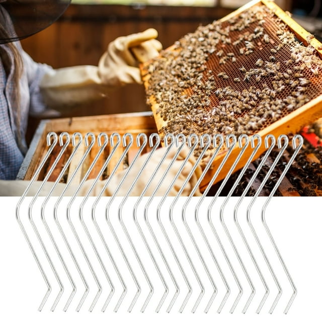 HURRISE Beehive Fastener,20PCS Stainless Steel Beehive Connectors Bend Wire Holder for Wooden Beehive Beekeeping Tools,Beekeeping Tools