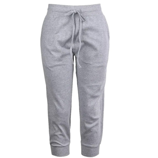 Women's Capri Jogger Pants Drawstring Waist with Side Pockets, Heather