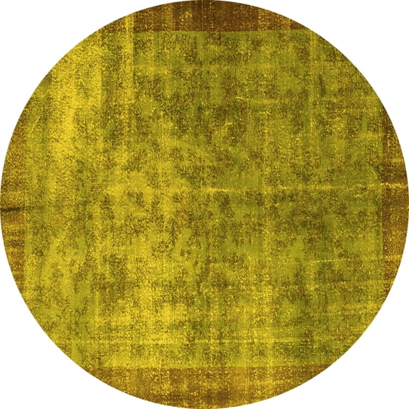 Ahgly Company Machine Washable Indoor Round Persian Yellow Bohemian Area Rugs, 4' Round