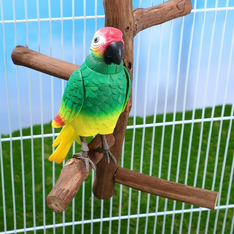 Wooden Bird Perch Grape Wood Stick with Vegetable Clips for Parrot